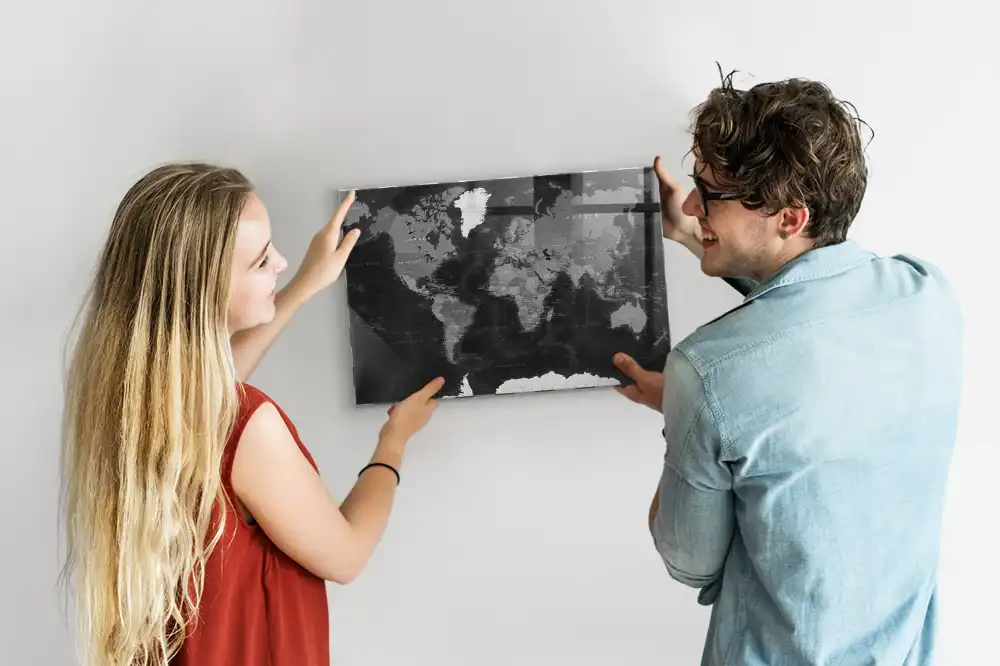 Tablica magnetyczna na ścianę mroczna mapa świata