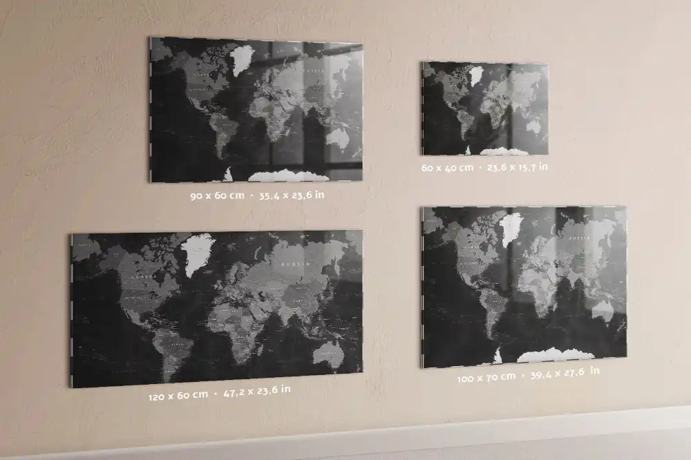 Tablica magnetyczna na ścianę mroczna mapa świata