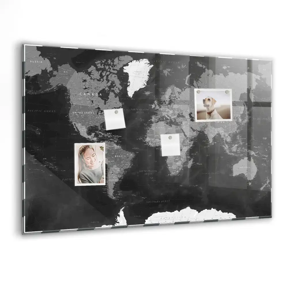 Tablica magnetyczna na ścianę mroczna mapa świata