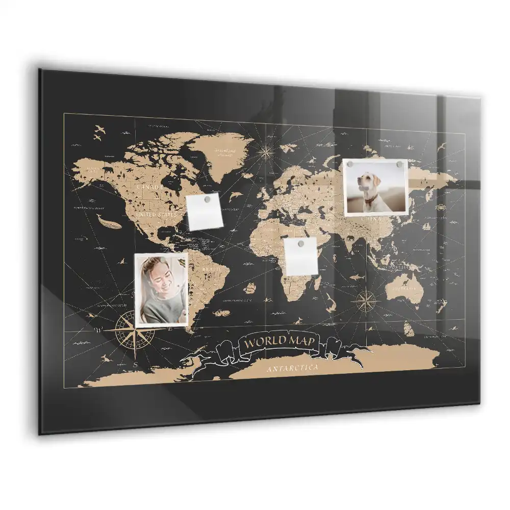 Magnetyczna tablica retro mapa świata