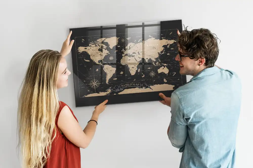 Magnetyczna tablica retro mapa świata