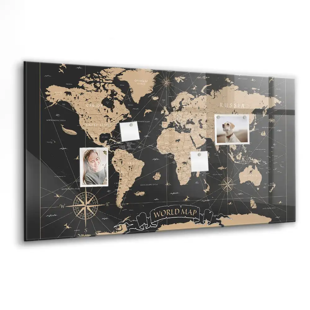 Magnetyczna tablica retro mapa świata