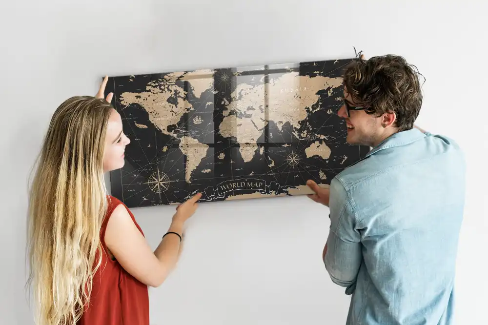 Magnetyczna tablica retro mapa świata