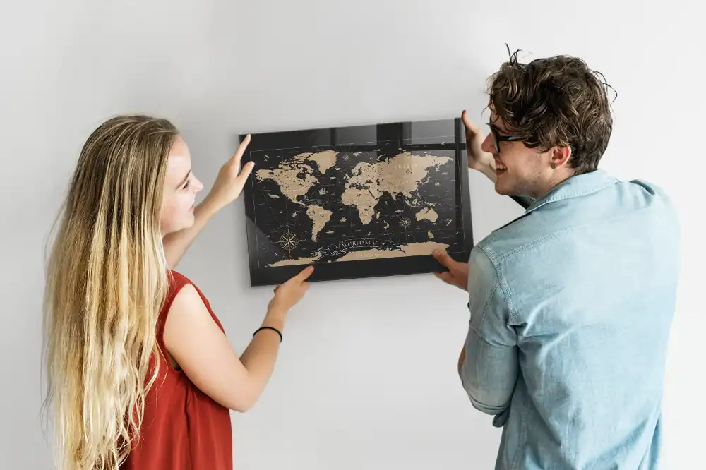 Magnetyczna tablica retro mapa świata