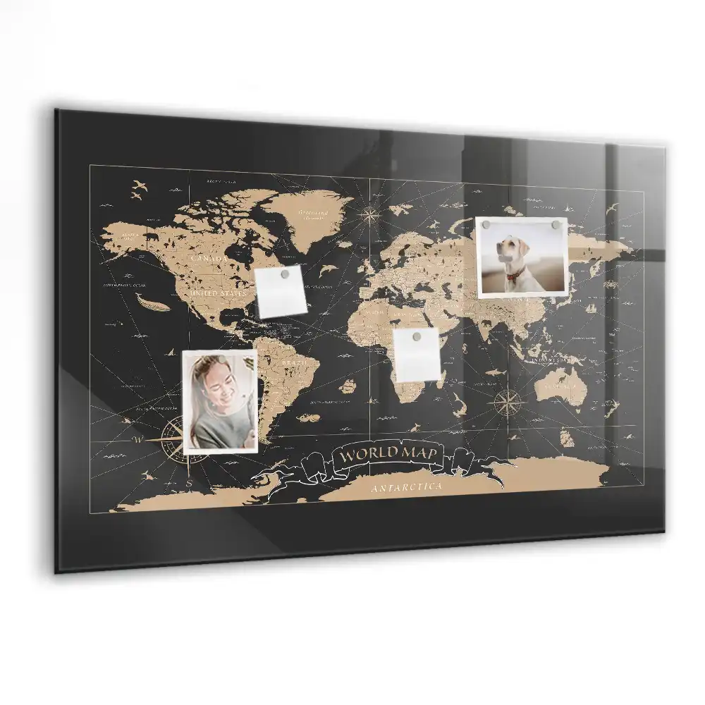 Magnetyczna tablica retro mapa świata