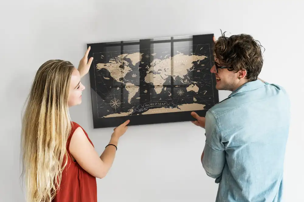 Magnetyczna tablica retro mapa świata