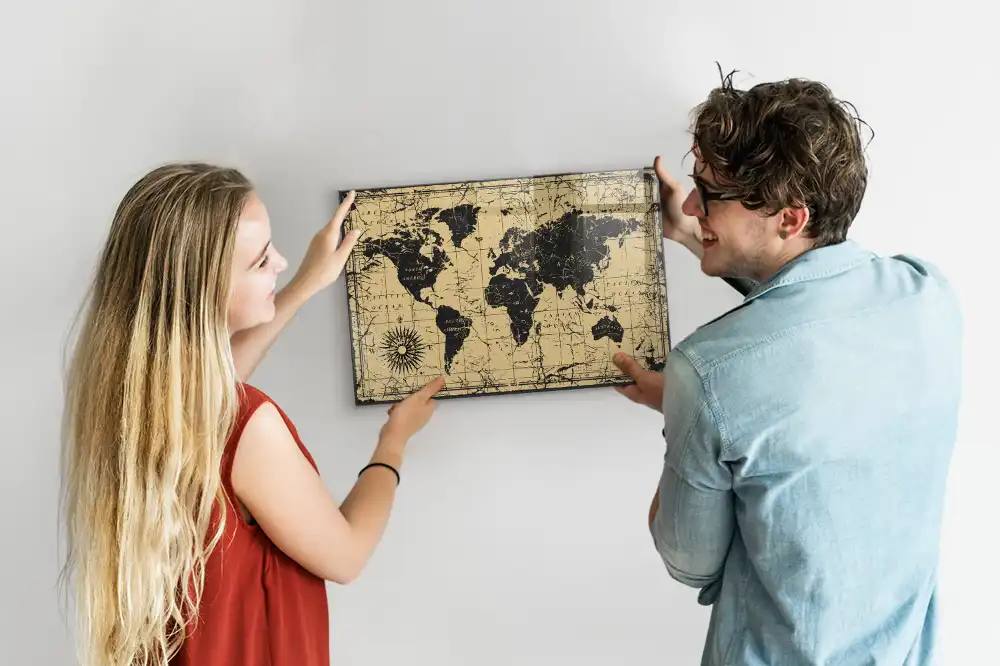 Szklana tablica magnetyczna retro mapa świata