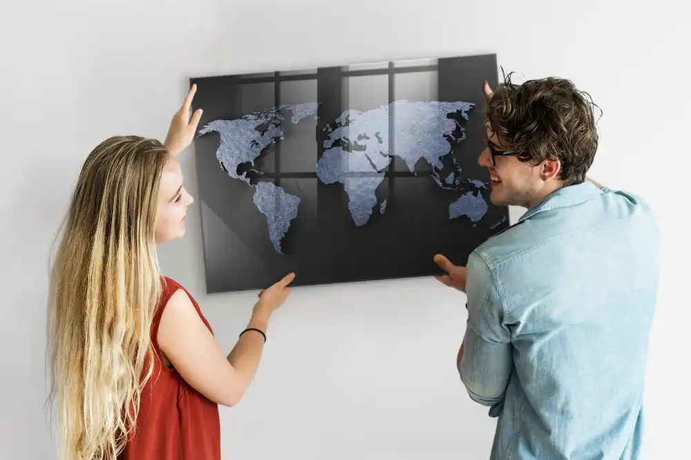 Tablica magnetyczna na ścianę przestrzenna mapa świata