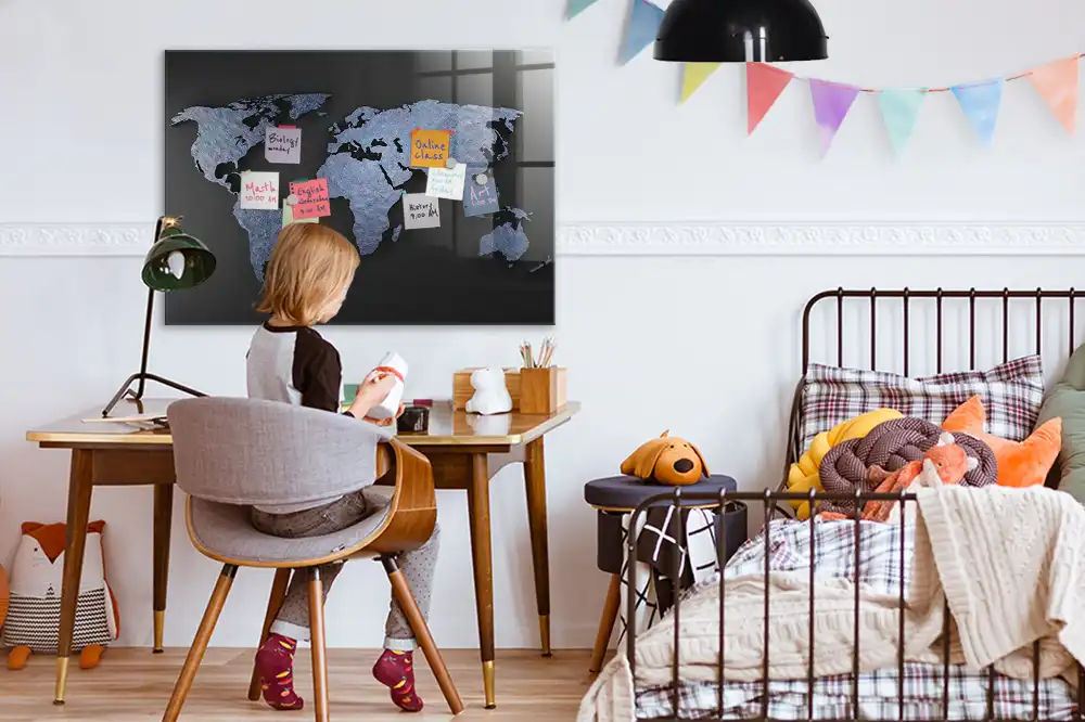 Tablica magnetyczna na ścianę przestrzenna mapa świata