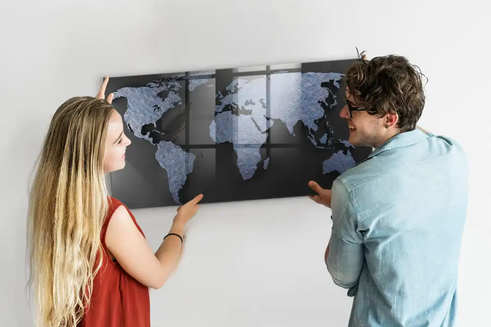 Tablica magnetyczna na ścianę przestrzenna mapa świata