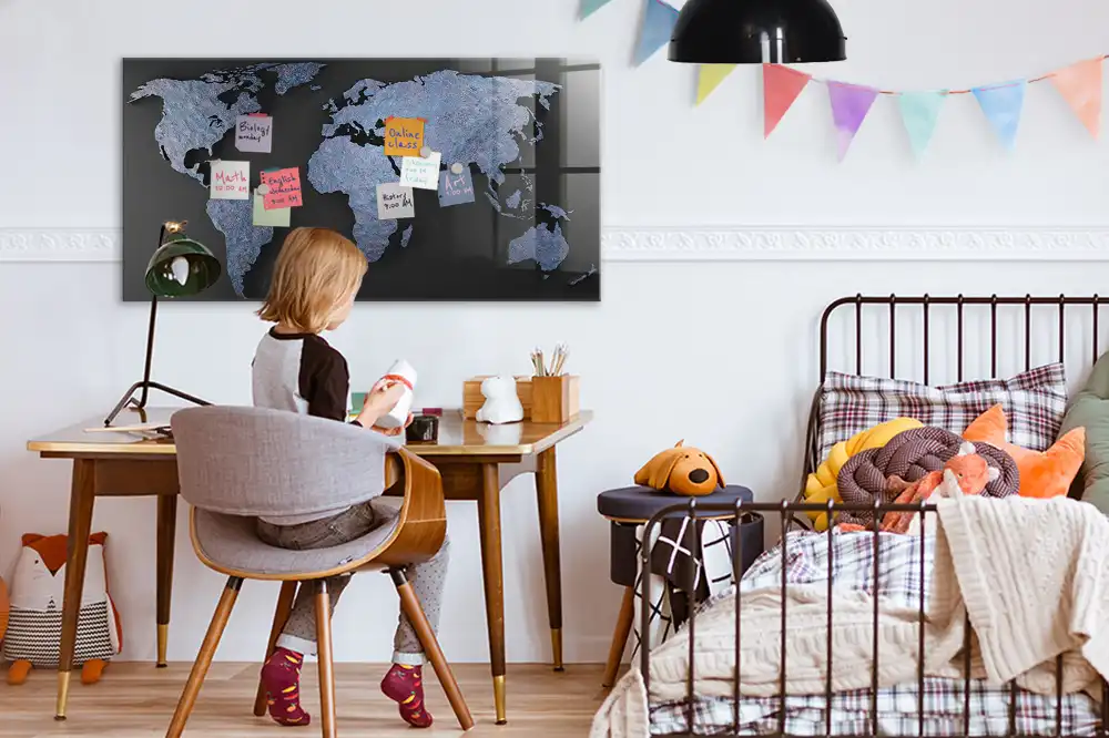 Tablica magnetyczna na ścianę przestrzenna mapa świata
