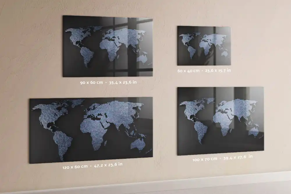 Tablica magnetyczna na ścianę przestrzenna mapa świata