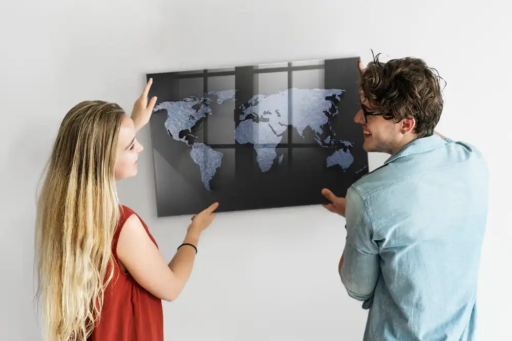 Tablica magnetyczna na ścianę przestrzenna mapa świata