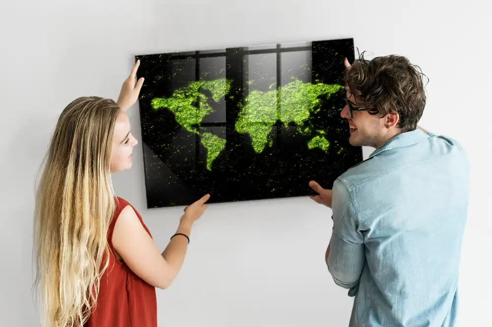 Szklana tablica magnetyczna atlas świata