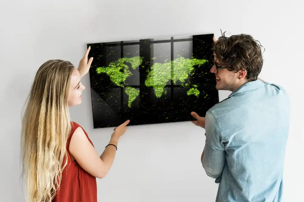 Szklana tablica magnetyczna atlas świata