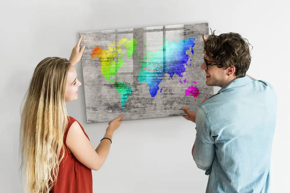 Szklana tablica magnetyczna atlas świata