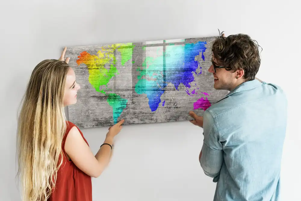 Szklana tablica magnetyczna atlas świata