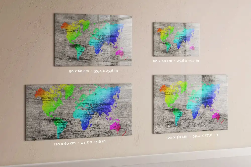 Szklana tablica magnetyczna atlas świata