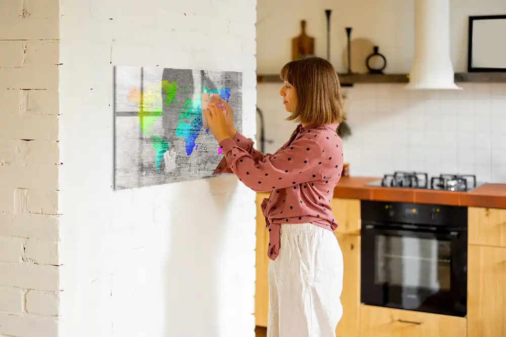 Szklana tablica magnetyczna atlas świata