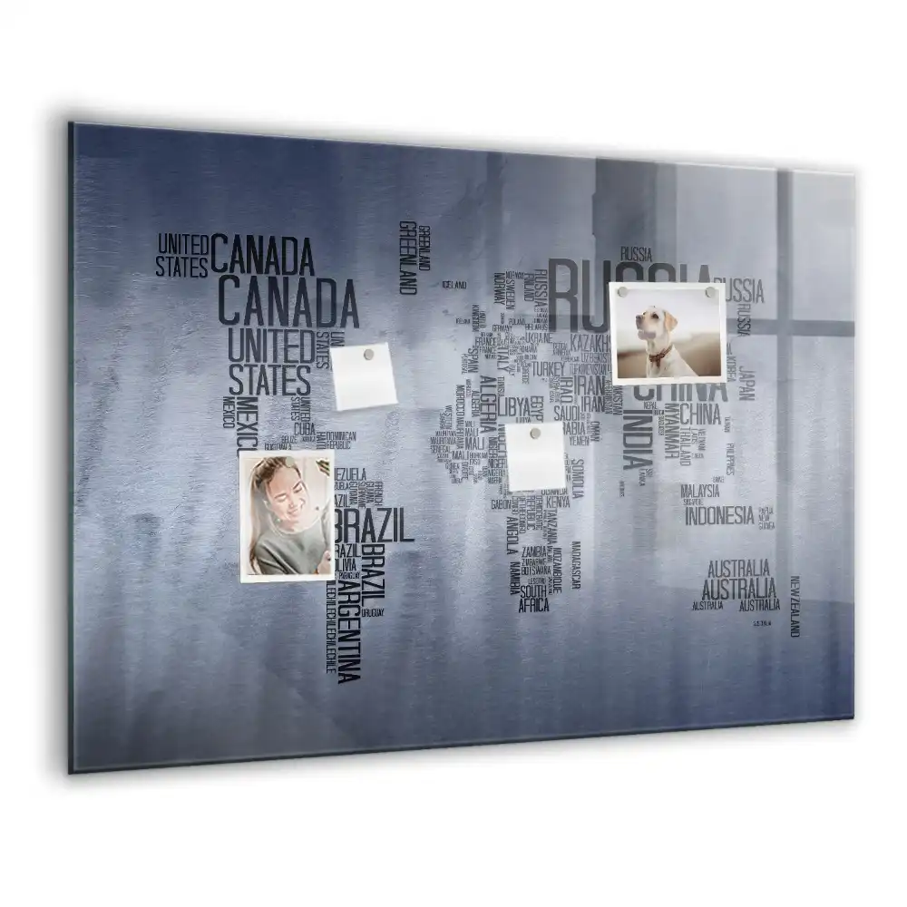 Tablica magnetyczna typograficzna mapa świata