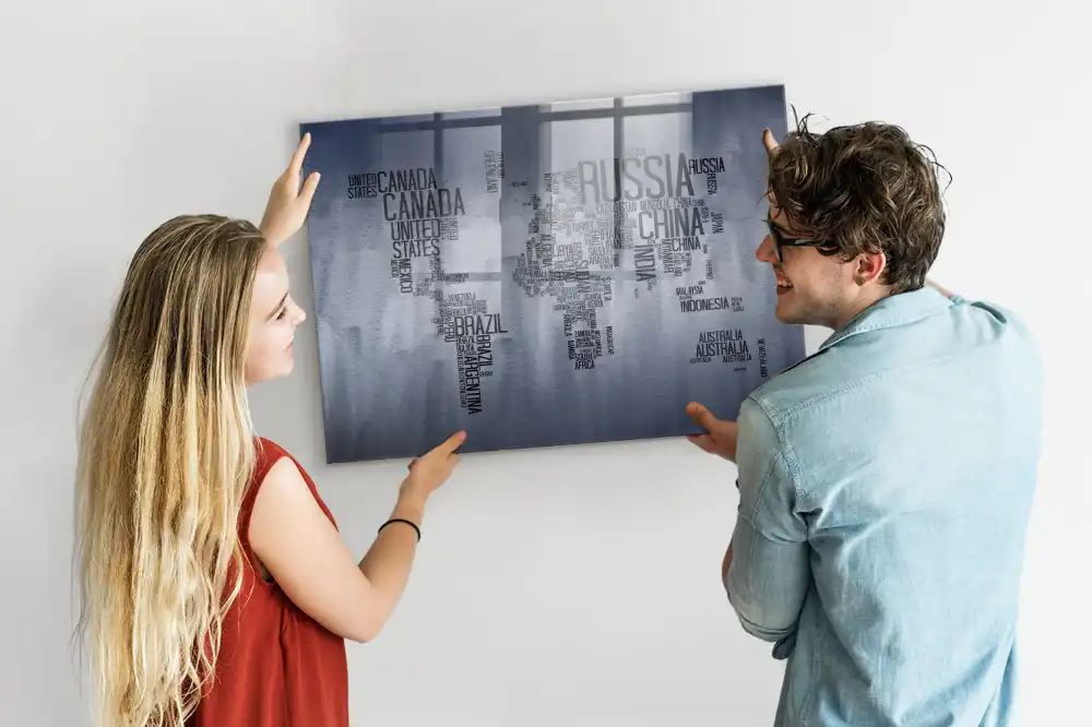 Tablica magnetyczna typograficzna mapa świata