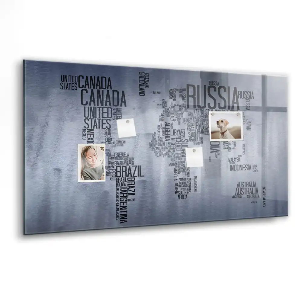 Tablica magnetyczna typograficzna mapa świata