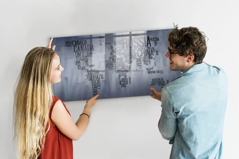 Tablica magnetyczna typograficzna mapa świata