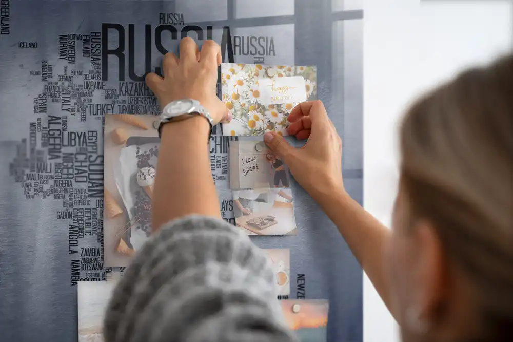 Tablica magnetyczna typograficzna mapa świata