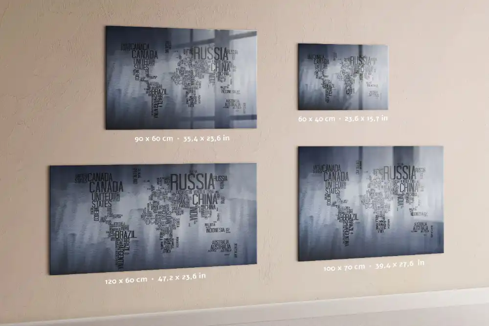 Tablica magnetyczna typograficzna mapa świata