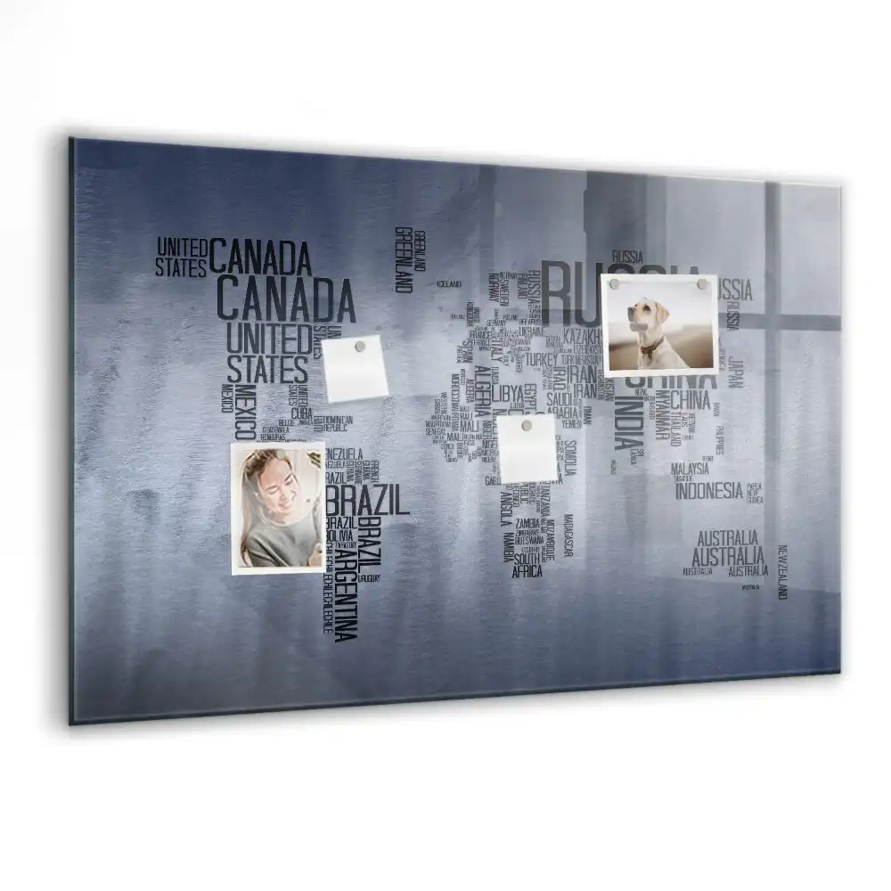 Tablica magnetyczna typograficzna mapa świata