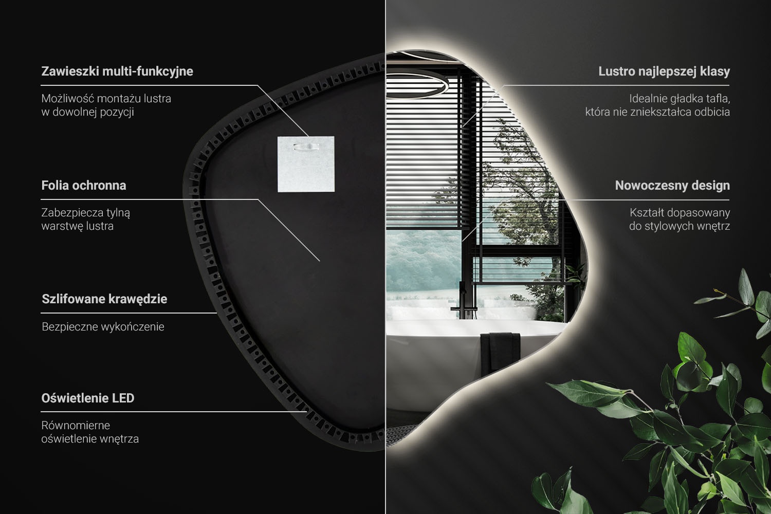 Informacja techniczna lustra LED plama