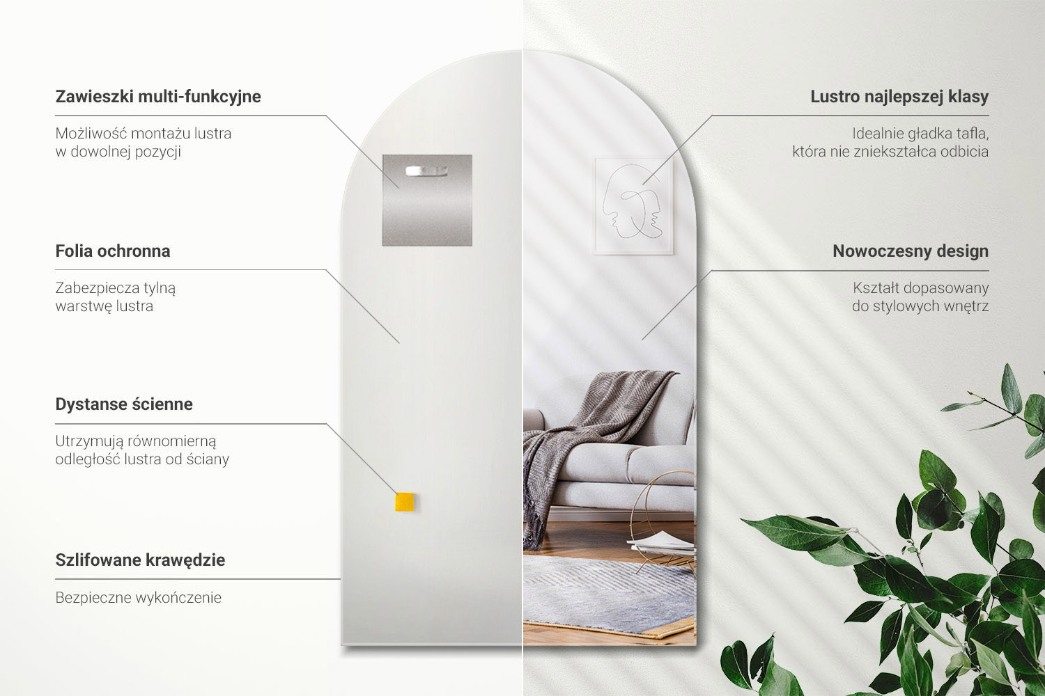 Infografika - lustro ścięty owal